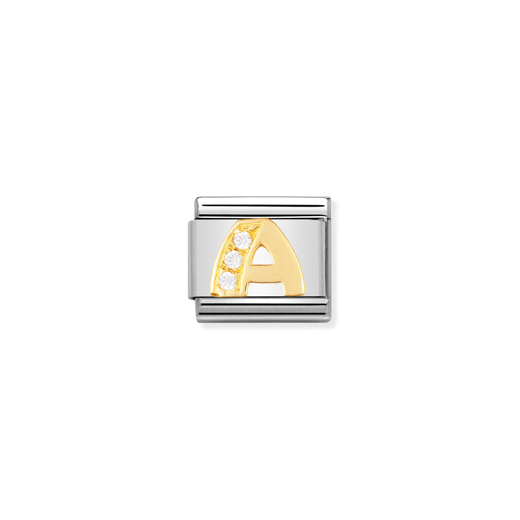 COMPOSABLE CLASSIC LINK 030301/01 LETTER A IN 18K GOLD AND CZ