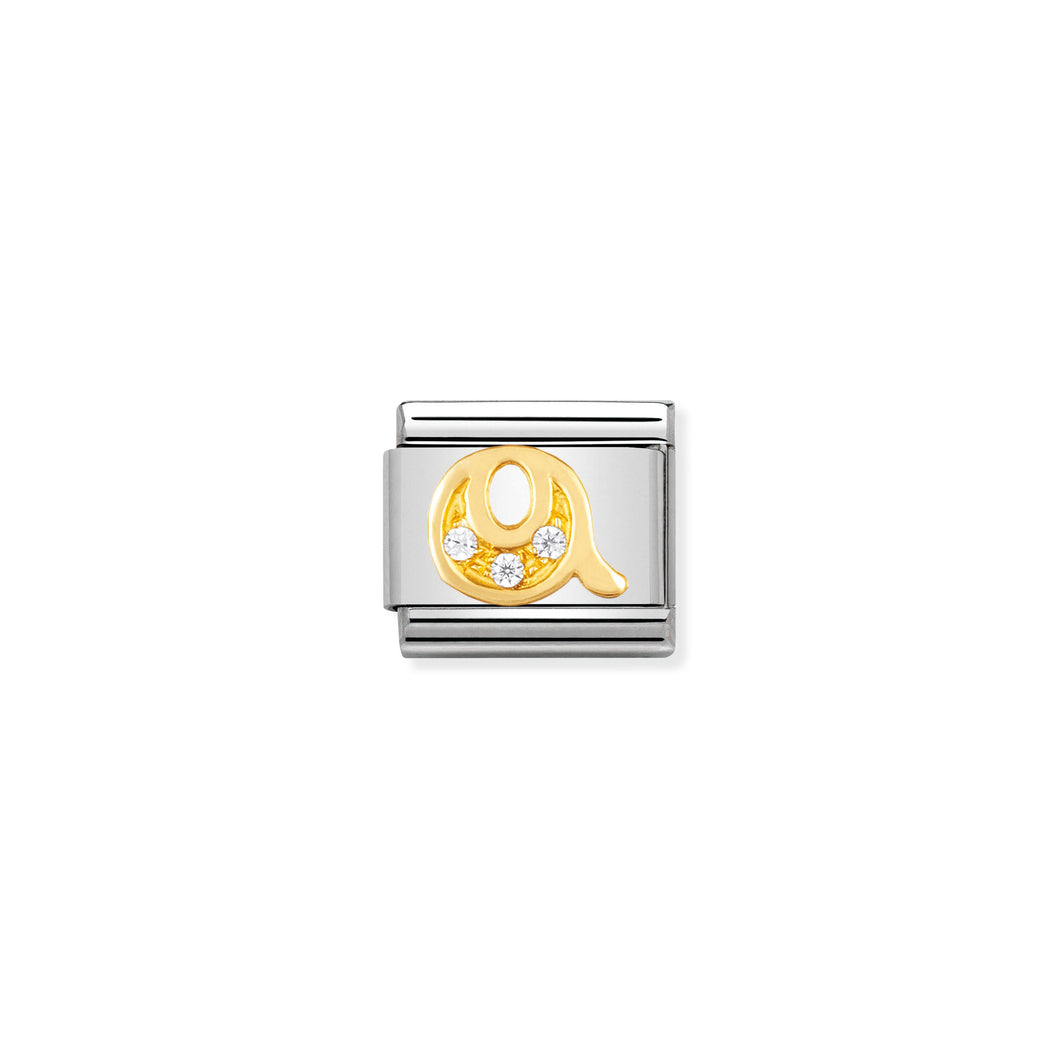 COMPOSABLE CLASSIC LINK 030301/17 LETTER Q IN 18K GOLD AND CZ
