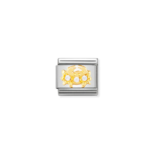 COMPOSABLE CLASSIC LINK 030302/04 CANCER IN 18K GOLD AND CZ