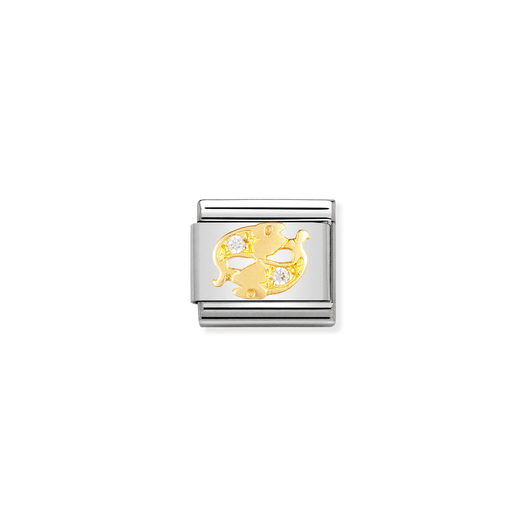 COMPOSABLE CLASSIC LINK 030302/12 PISCES IN 18K GOLD AND CZ