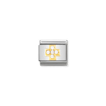 Load image into Gallery viewer, COMPOSABLE CLASSIC LINK 030307/01 WHITE CROSS IN 18K GOLD AND CZ
