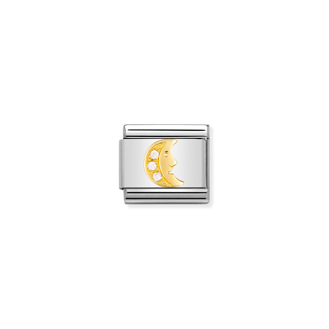 COMPOSABLE CLASSIC LINK 030308/11 WHITE MOON IN 18K GOLD AND CZ