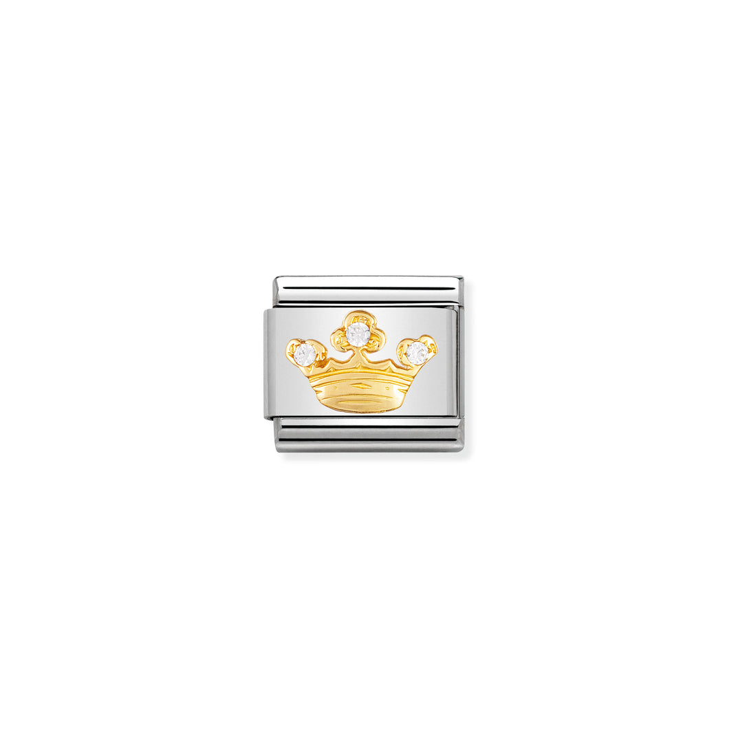 COMPOSABLE CLASSIC LINK 030308/12 WHITE QUEEN CROWN IN 18K GOLD AND CZ