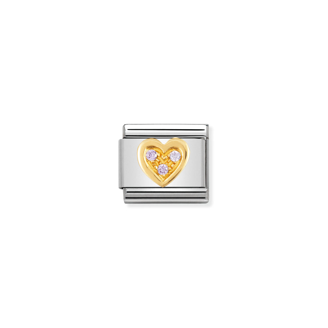 COMPOSABLE CLASSIC LINK 030311/18 LILAC HEART WITH CZ IN 18K GOLD