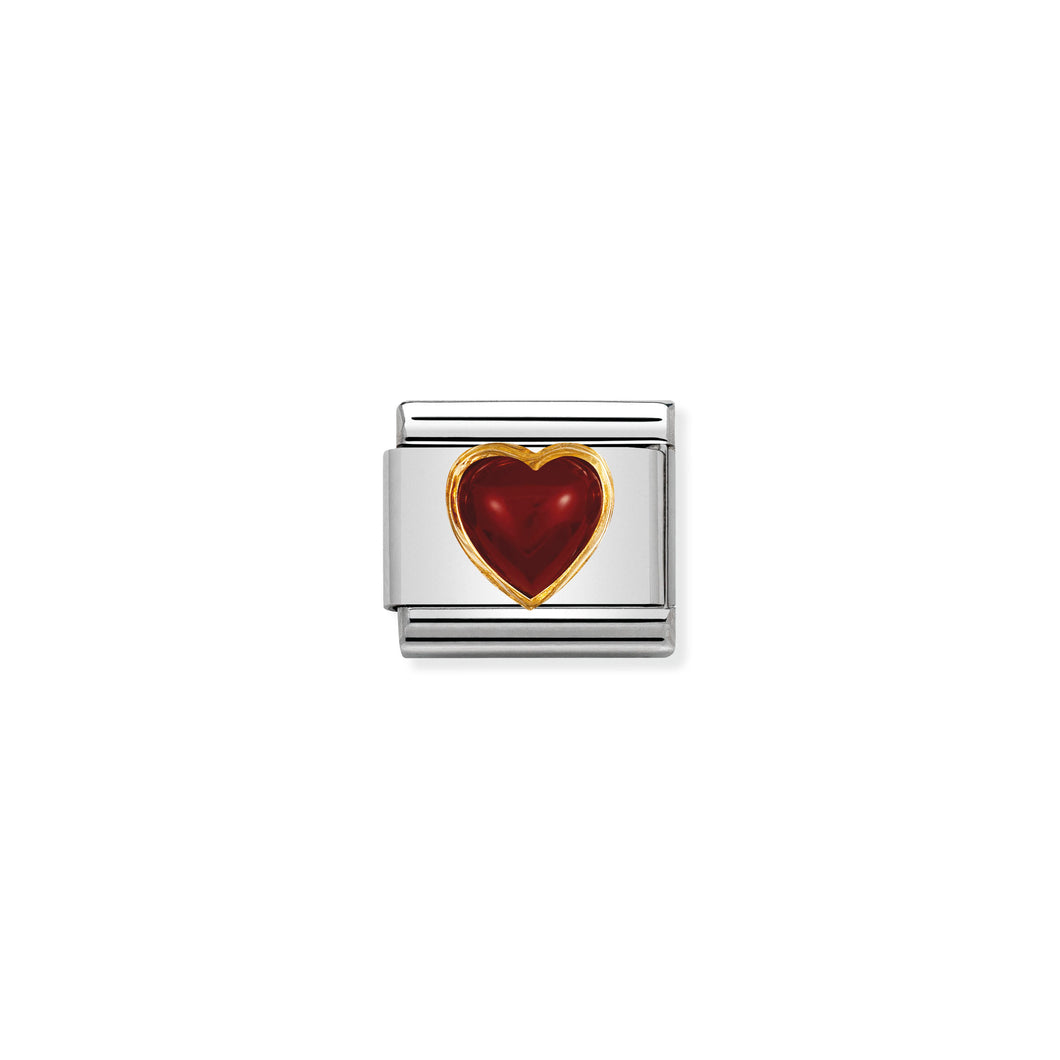 COMPOSABLE CLASSIC LINK 030501/04 HEART WITH RED AGATE IN 18K GOLD