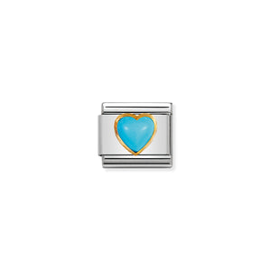 COMPOSABLE CLASSIC LINK 030501/06 HEART WITH TURQUOISE IN 18K GOLD