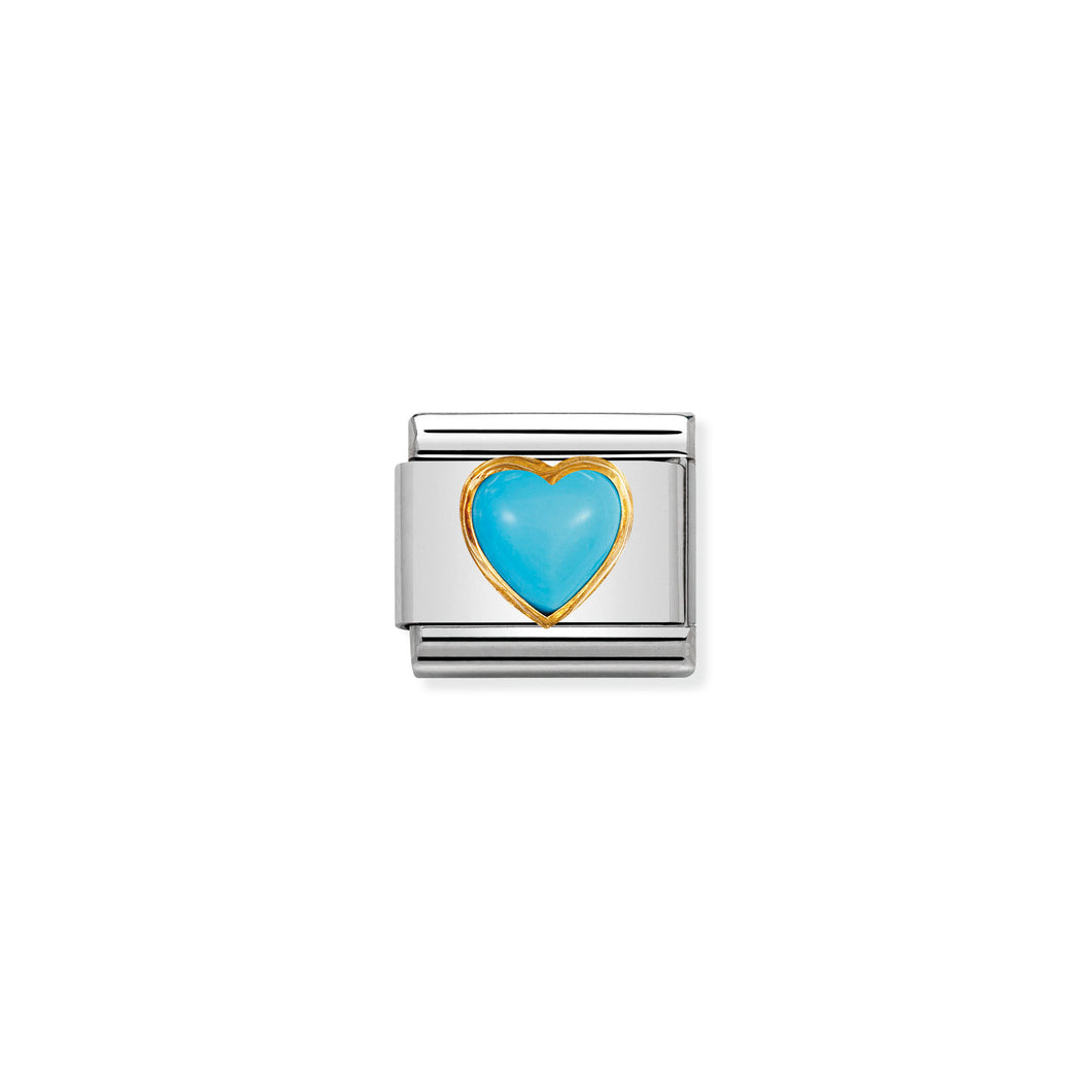 COMPOSABLE CLASSIC LINK 030501/06 HEART WITH TURQUOISE IN 18K GOLD
