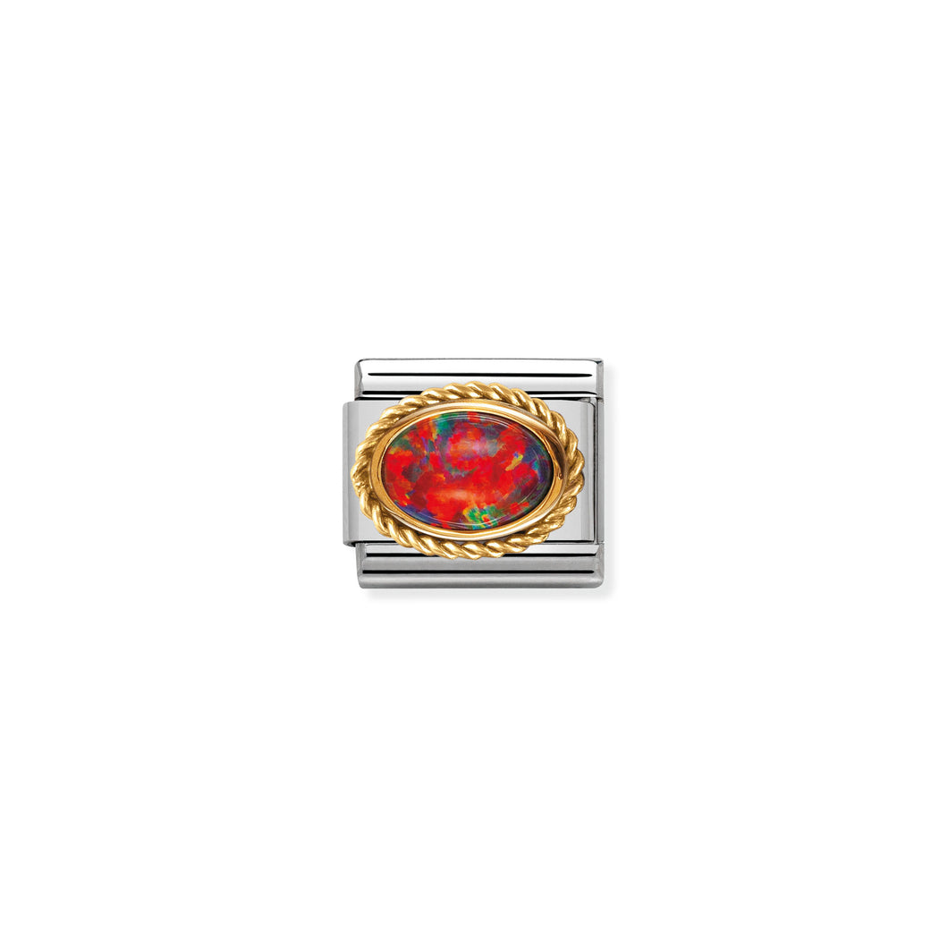 COMPOSABLE CLASSIC LINK 030507/08 RED OPAL OVAL IN 18K GOLD