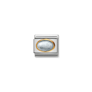 COMPOSABLE CLASSIC LINK 030516/01 ROCK CRYSTAL SILVER OVAL IN 18K GOLD