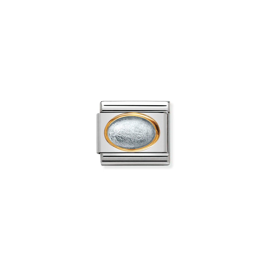 COMPOSABLE CLASSIC LINK 030516/01 ROCK CRYSTAL SILVER OVAL IN 18K GOLD