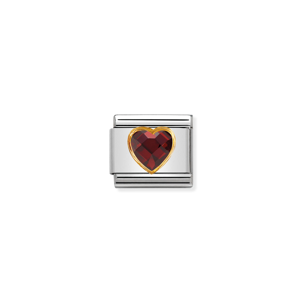 COMPOSABLE CLASSIC LINK 030610/005 RED FACETED HEART CZ IN 18K GOLD