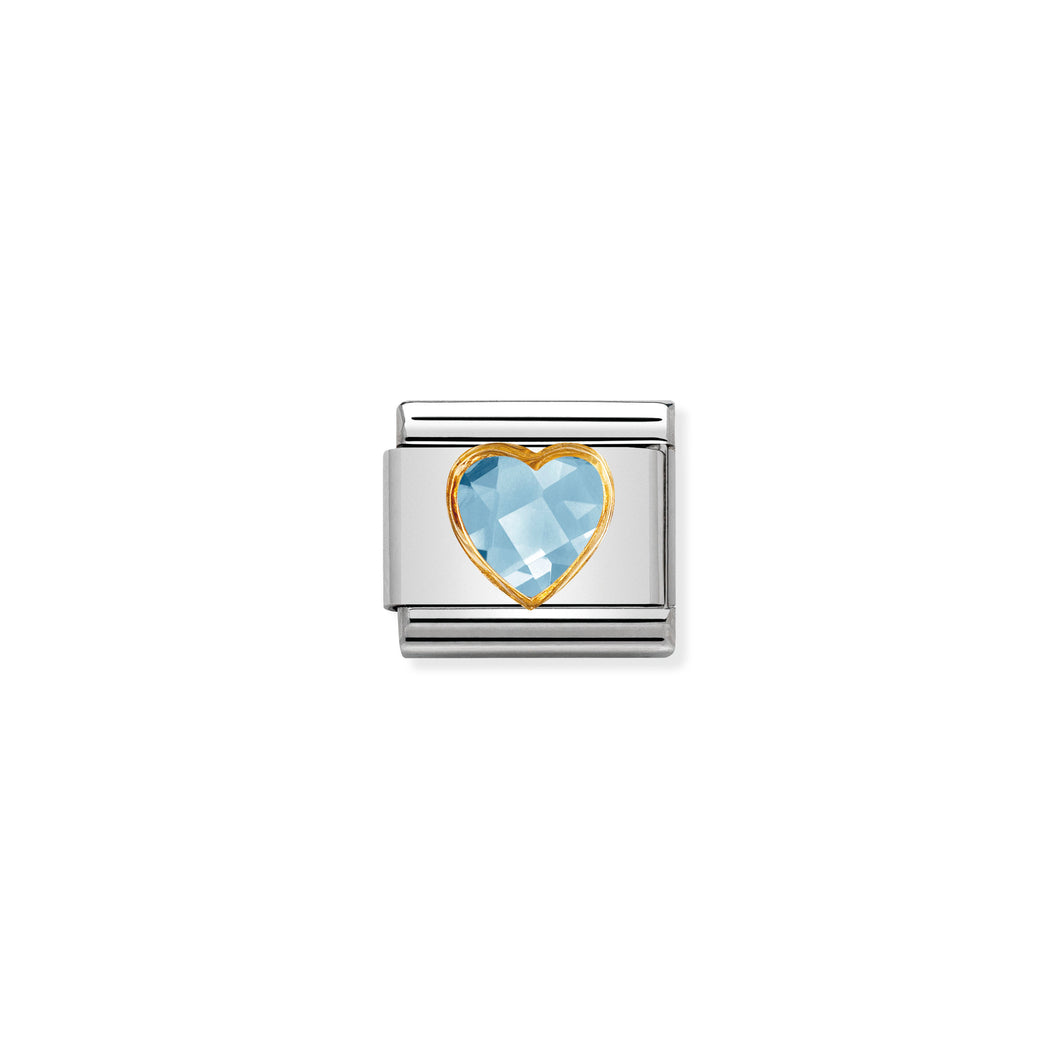 COMPOSABLE CLASSIC LINK 030610/006 LIGHT BLUE FACETED HEART CZ IN 18K GOLD