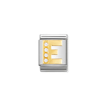 Load image into Gallery viewer, COMPOSABLE &lt;STRONG&gt;BIG LINK&lt;/STRONG&gt; 032301/05 LETTER E IN 18K GOLD AND CZ
