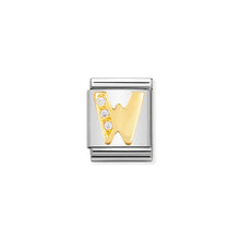 Load image into Gallery viewer, COMPOSABLE &lt;STRONG&gt;BIG LINK&lt;/STRONG&gt; 032301/23 LETTER W IN 18K GOLD AND CZ
