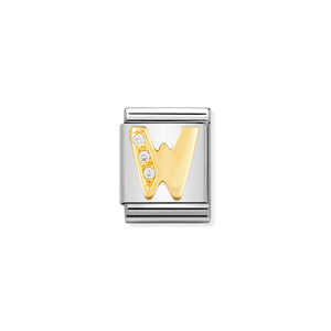 COMPOSABLE <STRONG>BIG LINK</STRONG> 032301/23 LETTER W IN 18K GOLD AND CZ