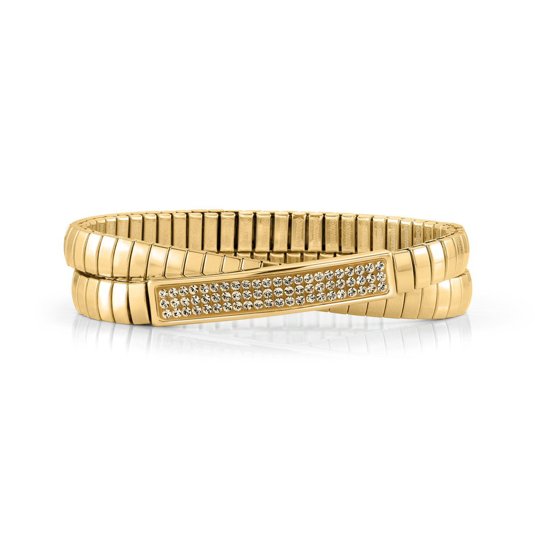 EXTENSION BRACELET GLITTER 043214/024 GOLD PVD & CHAMPAGNE CRYSTALS