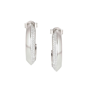 AUREA EARRING HOOPS 145706/010 SILVER & WHITE CZ