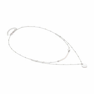 MELODIE WHITE CRYSTAL PEARL NECKLACE 147711/001 HEART