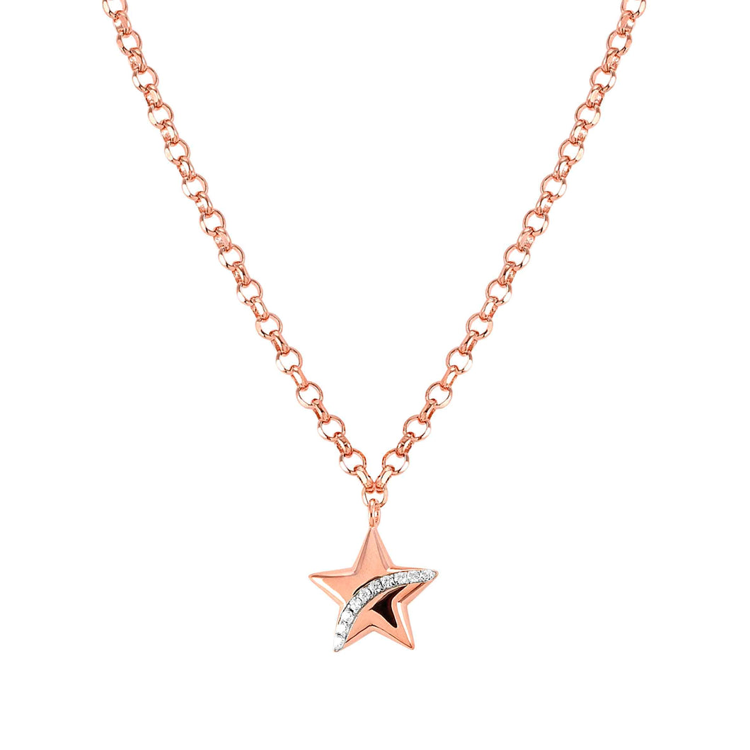 SWEETROCK ROMANCE NECKLACE 148022/033 22K ROSE GOLD CHAIN, STAR & CZ