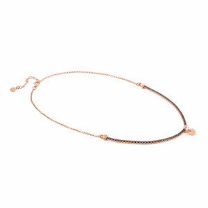CHIC & CHARM BLACK CZ NECKLACE 148602/002 WITH ROSE GOLD HEART