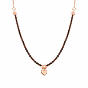 CHIC & CHARM BLACK CZ NECKLACE 148602/002 WITH ROSE GOLD HEART