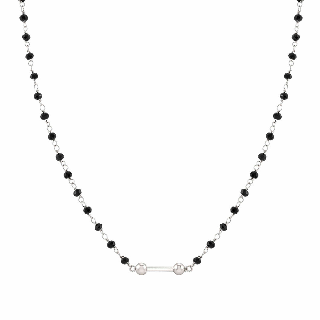 SEIMIA BLACK AGATE NECKLACE 148803/051 WITH SILVER FINISH