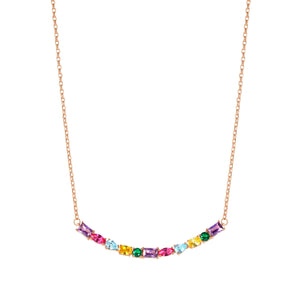 COLOUR WAVE NECKLACE 149802/026 ROSE GOLD RAINBOW CZ