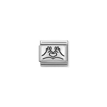 Load image into Gallery viewer, COMPOSABLE CLASSIC LINK 330109/58 HANDS TO HEART IN SILVER

