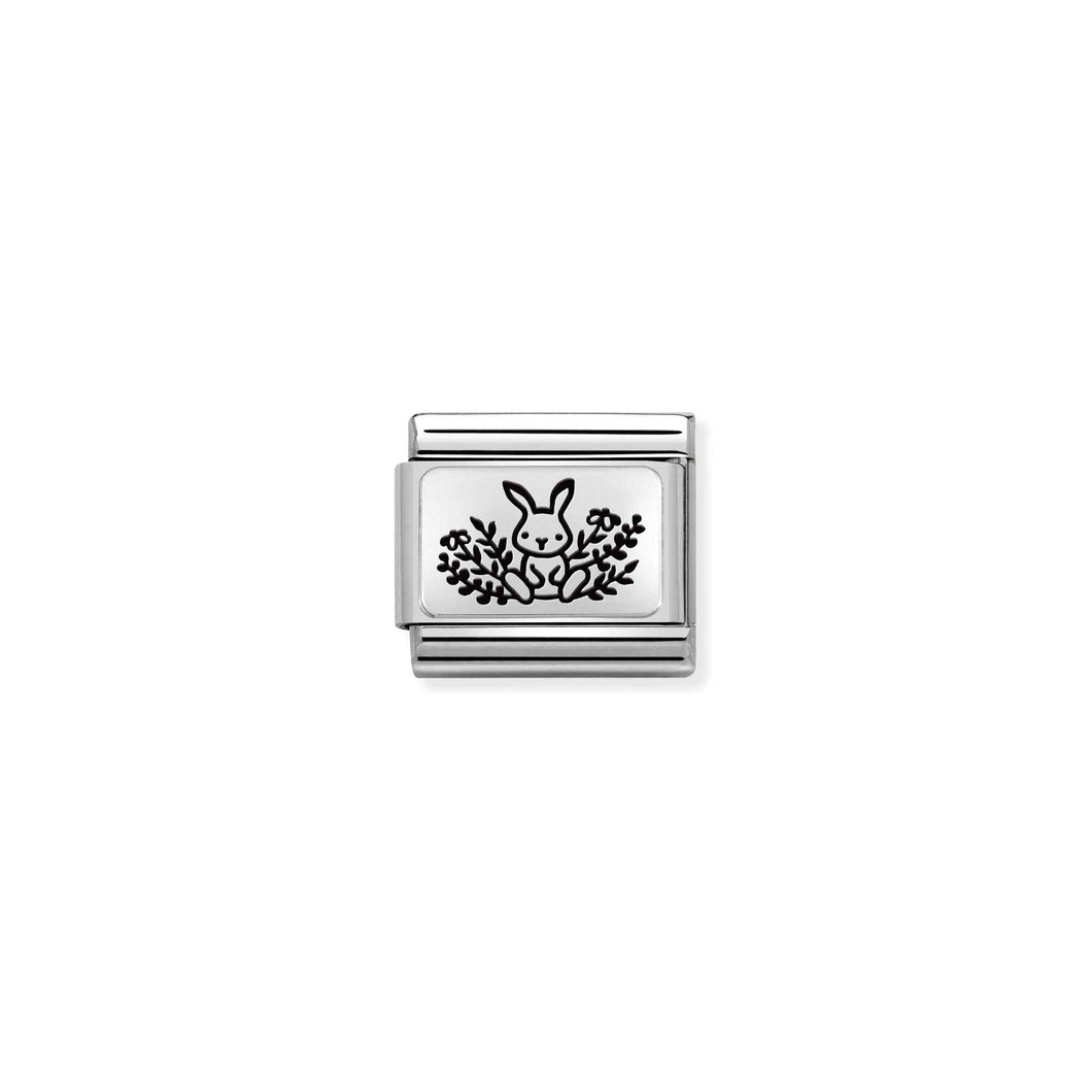 COMPOSABLE CLASSIC LINK 330111/20 BUNNY WITH FLOWERS IN 925 SILVER