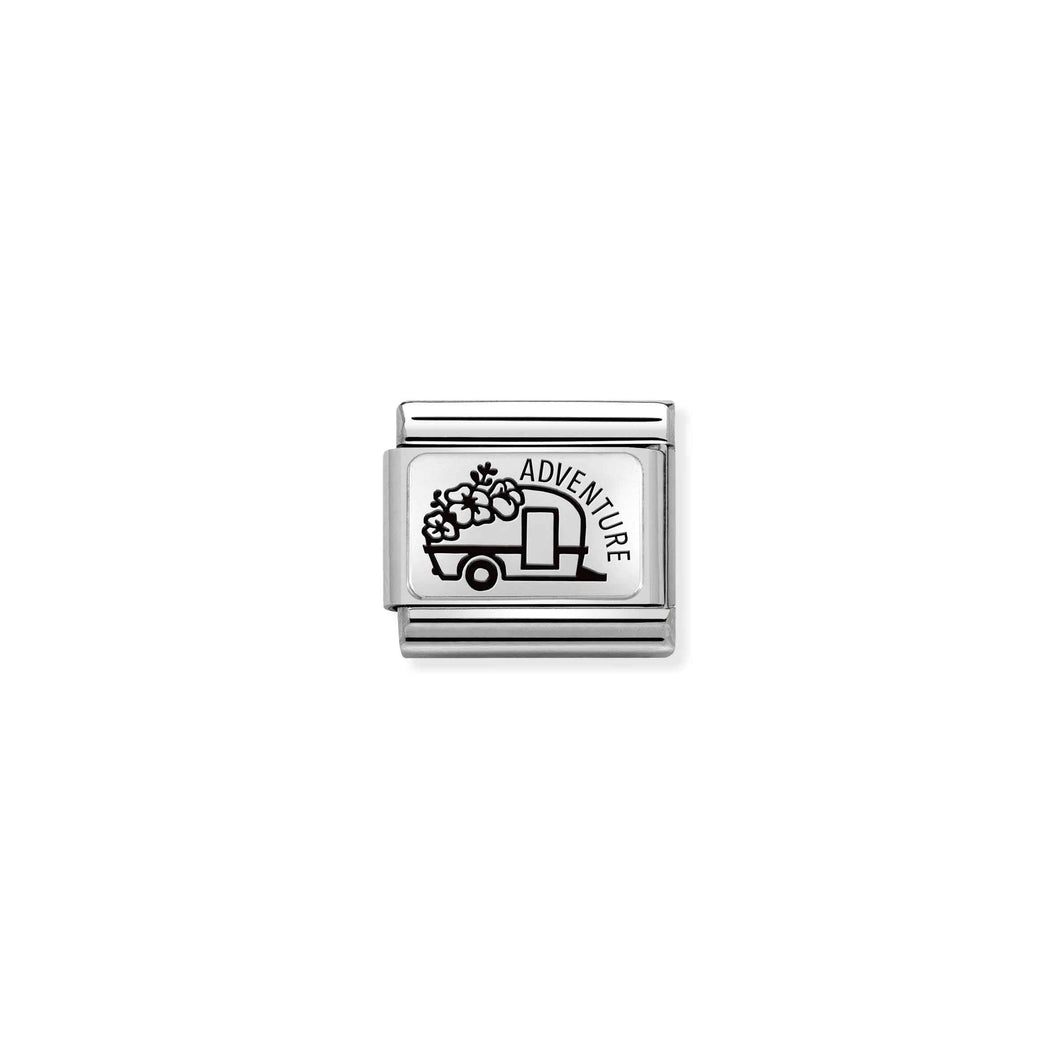 COMPOSABLE CLASSIC LINK 330111/25 CARAVAN WITH FLOWERS IN 925 SILVER