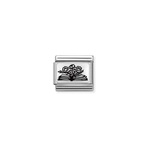 COMPOSABLE CLASSIC LINK 330111/27 BOOK WITH FLOWERS IN 925 SILVER