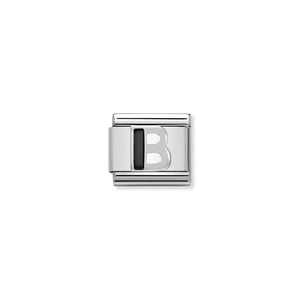 COMPOSABLE CLASSIC LINK 330201/02 BLACK LETTER B IN 925 SILVER