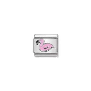 COMPOSABLE CLASSIC LINK 330202/43 FLAMINGO IN ENAMEL & 925 SILVER