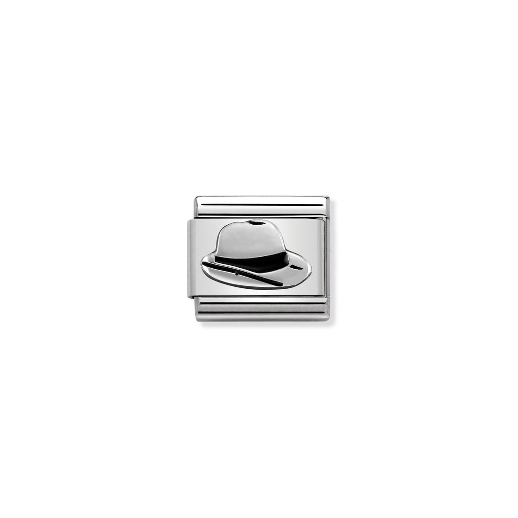 COMPOSABLE CLASSIC LINK 330202/46 PANAMA HAT IN ENAMEL & 925 SILVER