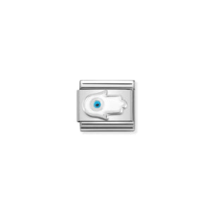 COMPOSABLE CLASSIC LINK 330204/26 FATIMA HAND WHITE IN SILVER