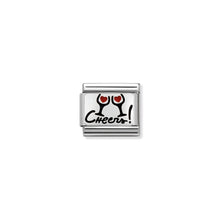Load image into Gallery viewer, COMPOSABLE CLASSIC LINK 330208/07 CHEERS WITH GLASSES IN ENAMEL &amp; 925 SILVER
