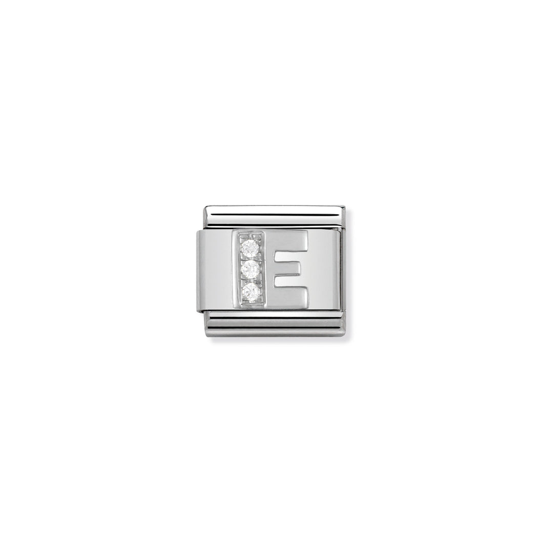 COMPOSABLE CLASSIC LINK 330301/05 LETTER E WITH CZ IN 925 SILVER