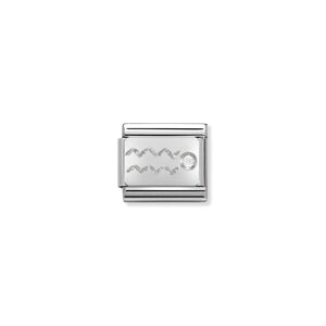 COMPOSABLE CLASSIC LINK 330302/11 AQUARIUS ZODIAC WITH CZ IN 925 SILVER