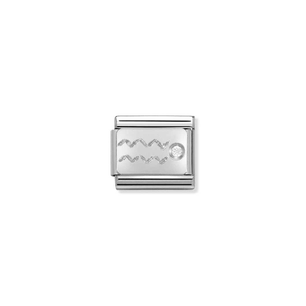 COMPOSABLE CLASSIC LINK 330302/11 AQUARIUS ZODIAC WITH CZ IN 925 SILVER