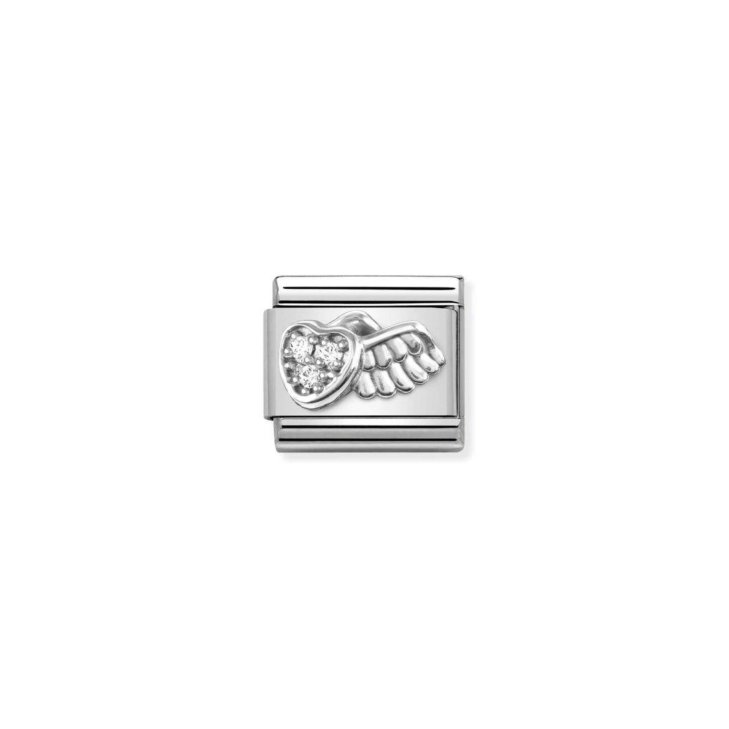 COMPOSABLE CLASSIC LINK 330304/42 WINGED HEART WITH CZ IN SILVER