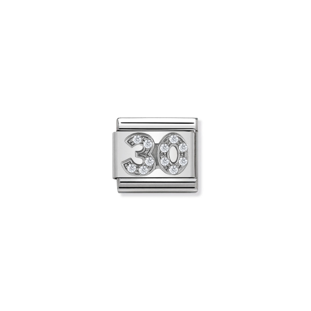 COMPOSABLE CLASSIC LINK 330304/21 NUMBER 30 WITH CZ IN 925 SILVER