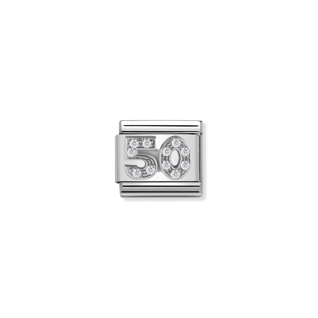 COMPOSABLE CLASSIC LINK 330304/23 NUMBER 50 WITH CZ IN 925 SILVER