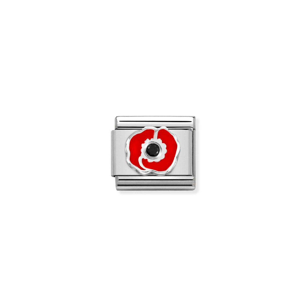 COMPOSABLE CLASSIC LINK 330305/17 POPPY CZ & ENAMEL IN 925 SILVER
