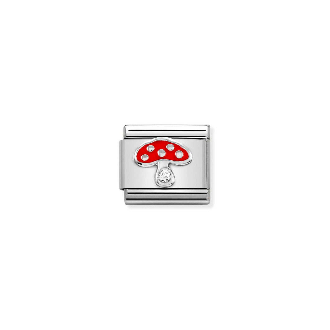 COMPOSABLE CLASSIC LINK 330305/18 MUSHROOM CZ & ENAMEL IN 925 SILVER