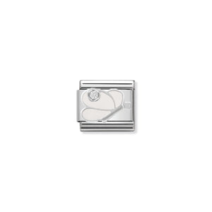 COMPOSABLE CLASSIC LINK 330305/08 WHITE BUTTERFLY WITH CZ & ENAMEL IN 925 SILVER