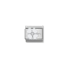 Load image into Gallery viewer, COMPOSABLE CLASSIC LINK 330305/14 WHITE CLOVER WITH CZ &amp; ENAMEL IN 925 SILVER
