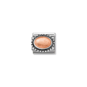 COMPOSABLE CLASSIC LINK 330502/03 ROCK CRYSTAL WITH ROSE GOLD LEAF IN 925 SILVER