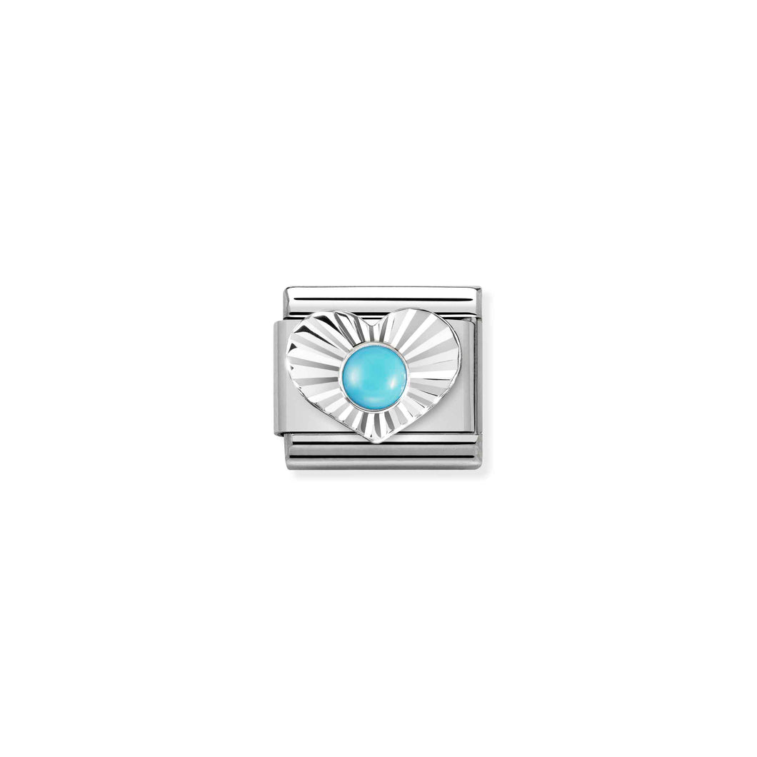 COMPOSABLE CLASSIC LINK 330508/06 TURQUOISE IN SILVER HEART