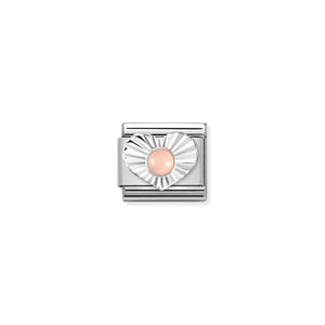 COMPOSABLE CLASSIC LINK 330508/10 PINK CORAL IN SILVER HEART
