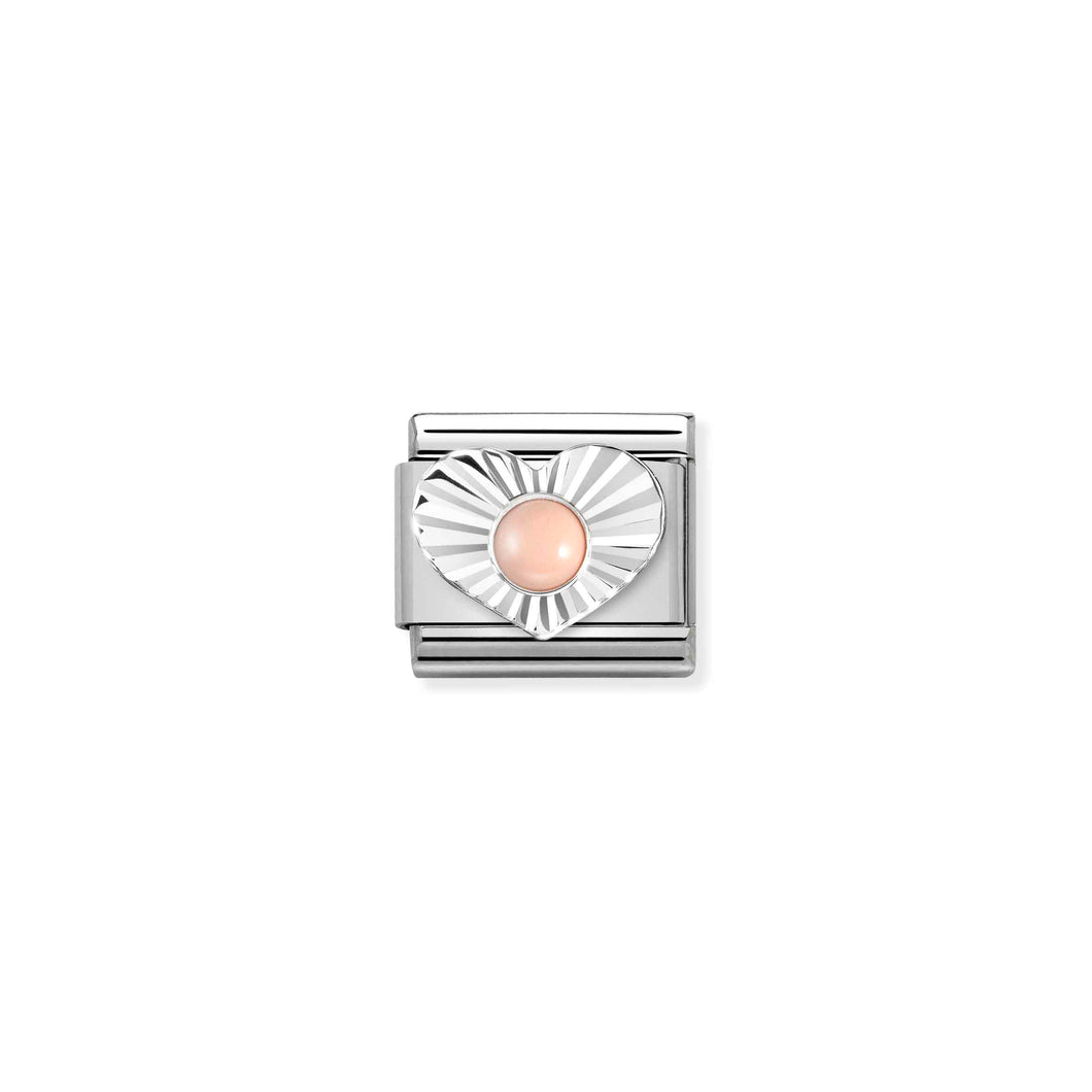 COMPOSABLE CLASSIC LINK 330508/10 PINK CORAL IN SILVER HEART